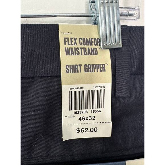 Dockers Navy Blue Pleated Khakis Lux Cotton Stretch Flex Comfort 46x32 New - Picture 5 of 8